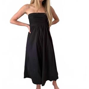 NEW NEEDII ophelia ruched strapless midi dress in black